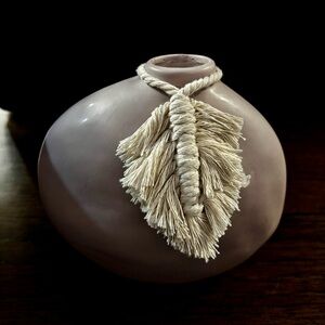 Elegant Cream and Brown Decorative Vase